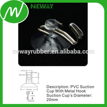 Flexible 20mm PVC Suction Cup with Metal Hook